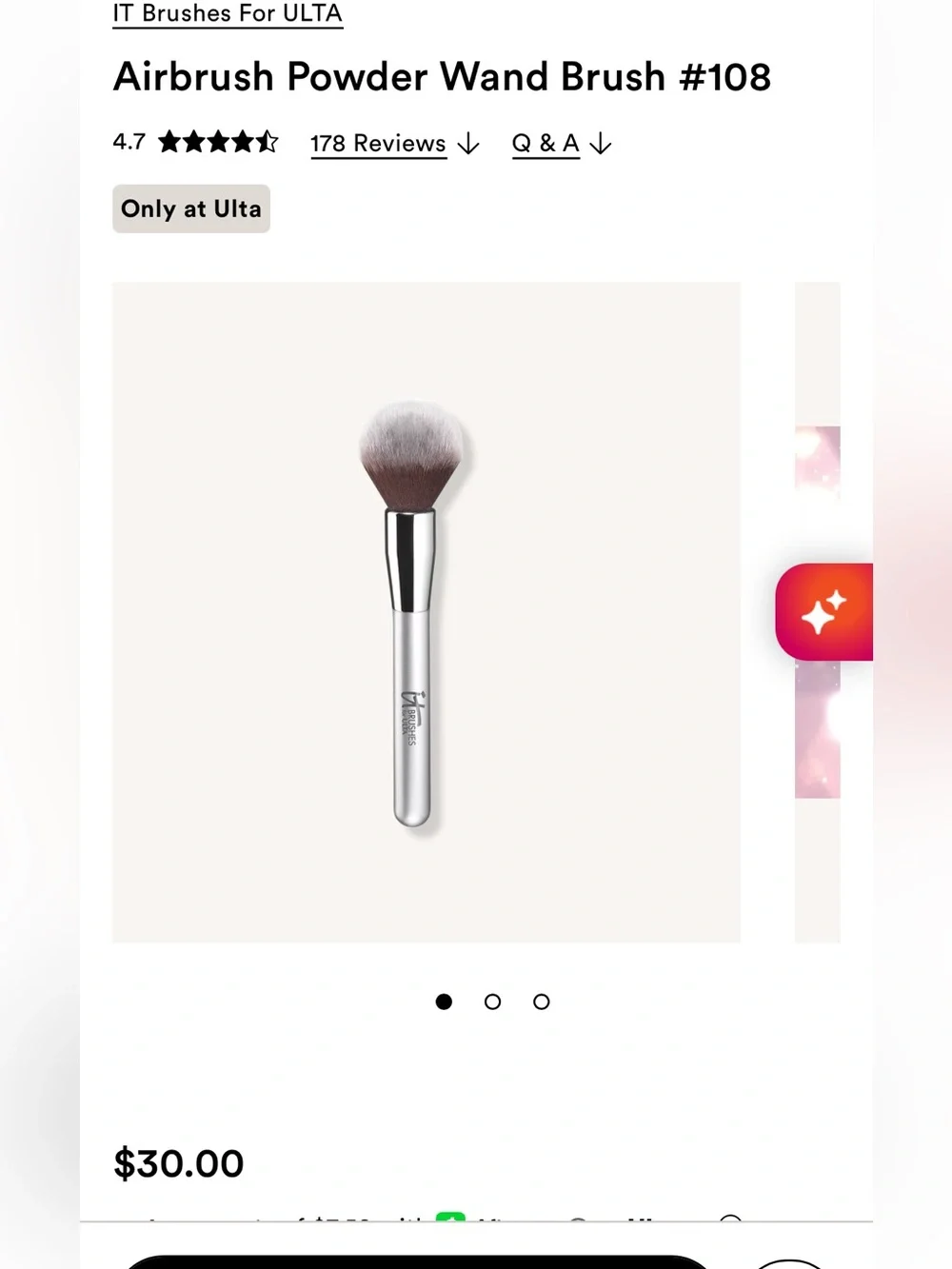 New With Tags- Powder Wand & Soft Focus Blush Brush Set - Silver, by IT for Ulta
